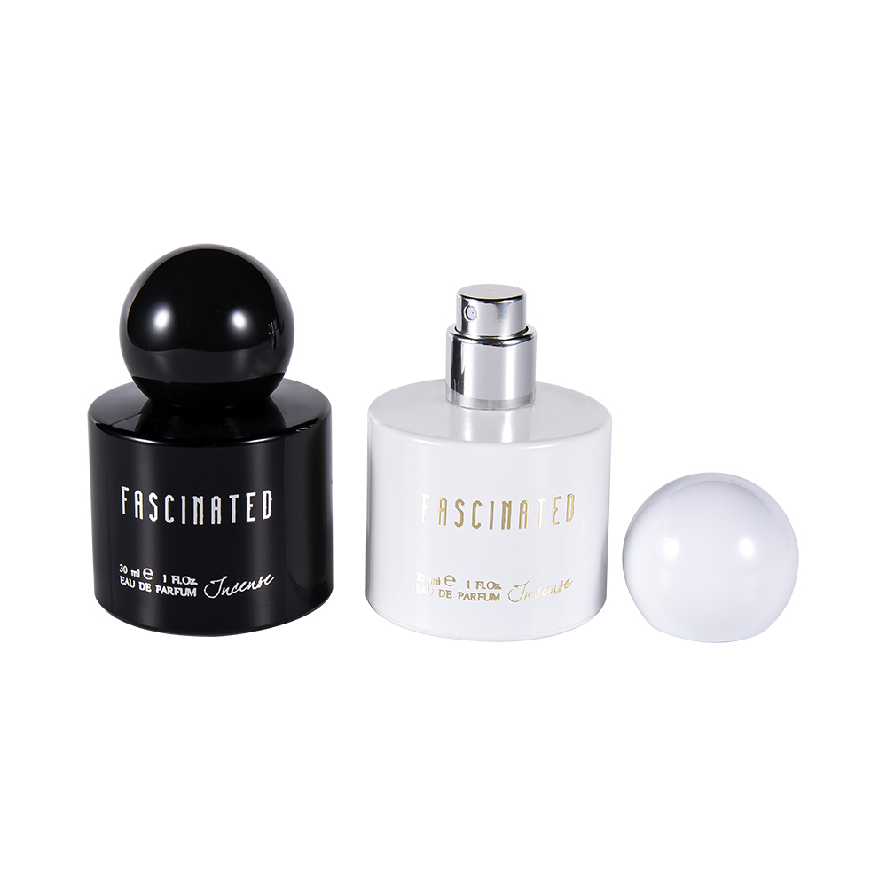 GC4748-WJ2537 30 ml-es hengeres bevonatú arany fólia üveg parfümüveg gömb alakú ABS PP műanyag kupakkal