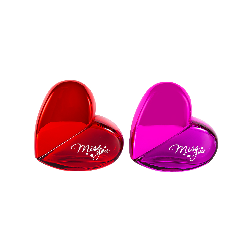 GC102-WJ797 100 ml-es szív alakú üveg parfümös üveg UV PP műanyag kupakkal