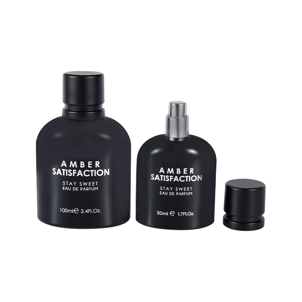 GC3849-WJ176 50 ml-es színes bevonatú fényes fekete nyomtatott üveg parfümüveg ABS PP műanyag kupakkal