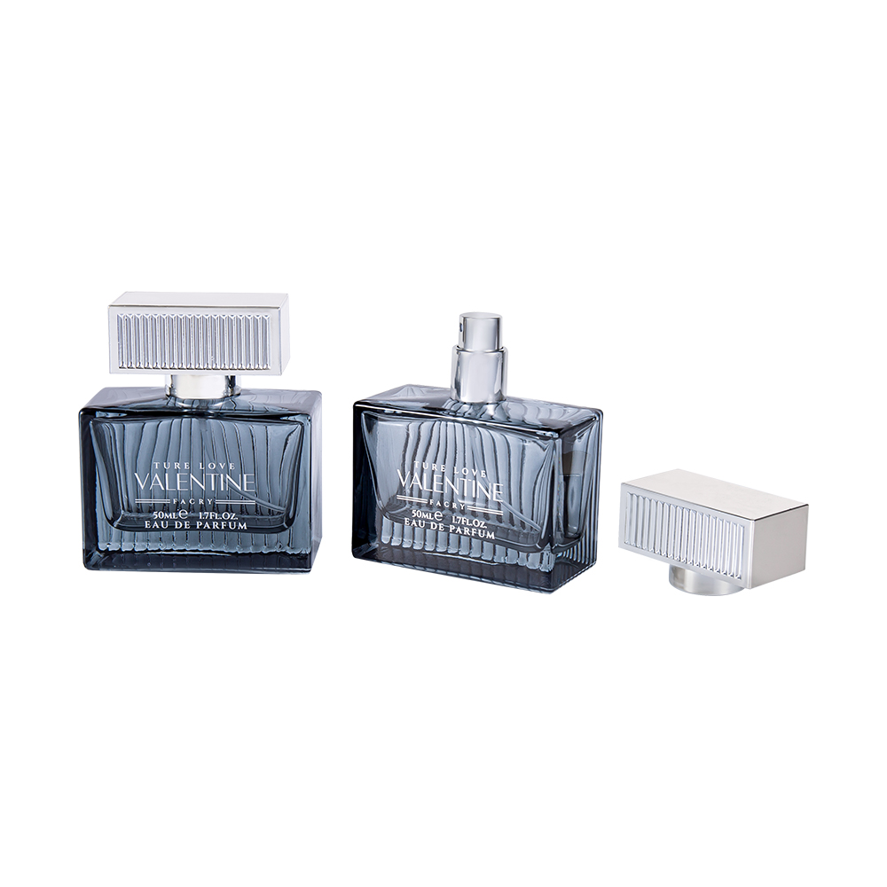 KY1111-WJ2092 50 ml függőleges csíkos üveg parfümös üveg UV ABS műanyag fedőcsíkkal