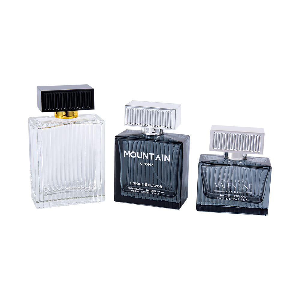 KY1111-WJ2092 50 ml függőleges csíkos üveg parfümös üveg UV ABS műanyag fedőcsíkkal