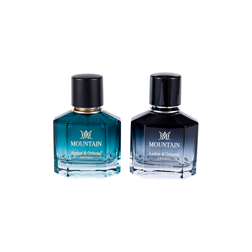 GC4030-WJ2099 50 ml-es üveg parfümös üveg bevonattal, nyomtatással és forró bélyegző szalaggal PP Abs UV parfüm kupak