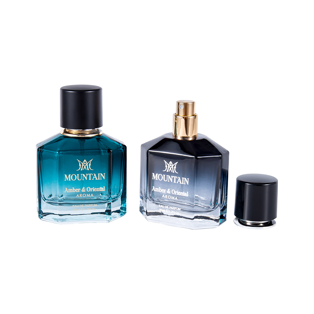 GC4030-WJ2099 50 ml-es üveg parfümös üveg bevonattal, nyomtatással és forró bélyegző szalaggal PP Abs UV parfüm kupak